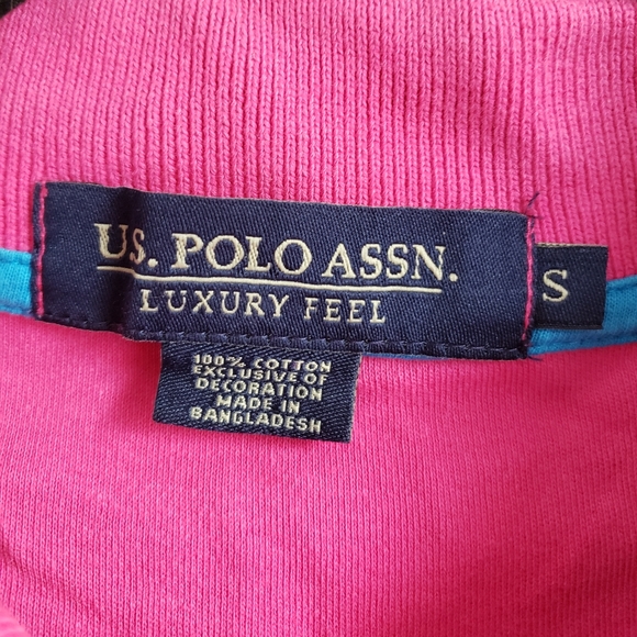 Pink Polo Shirt, Men's U.S. Polo Assn. T-shirt in Fucsia Color, Size S - Picture 8 of 8